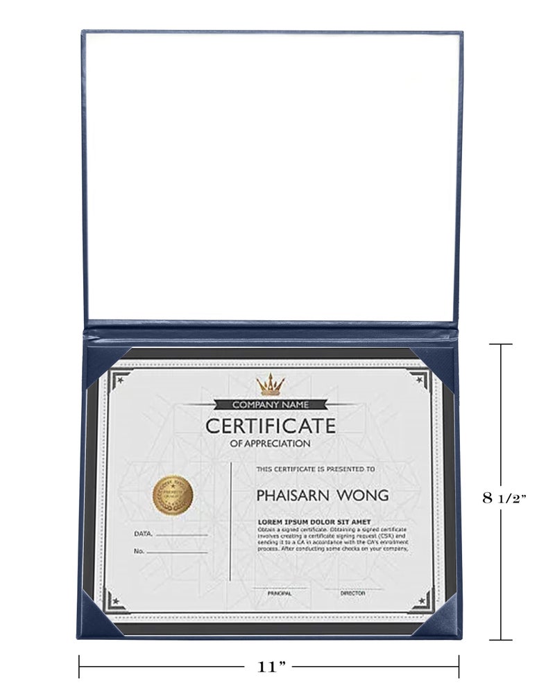 Gradplaza Diploma Cover for Certificate 8.5"x 11" Imprinted â€œDiploma of Graduationâ€ Navy Diploma Holder Smooth for High School,University - Image 2